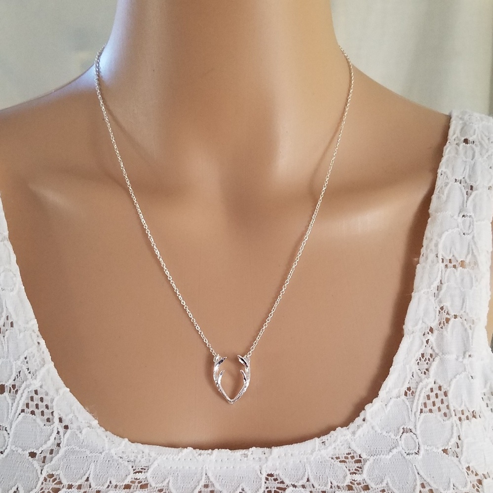 Fun Silver Antler Necklace - Picture 3 of 8